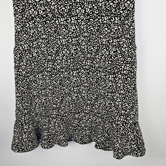 LOFT Sleeveless Ruffle Hem Leopard Dress Size 10 Fit & Flare Chic Neutral Classy - Picture 7 of 11